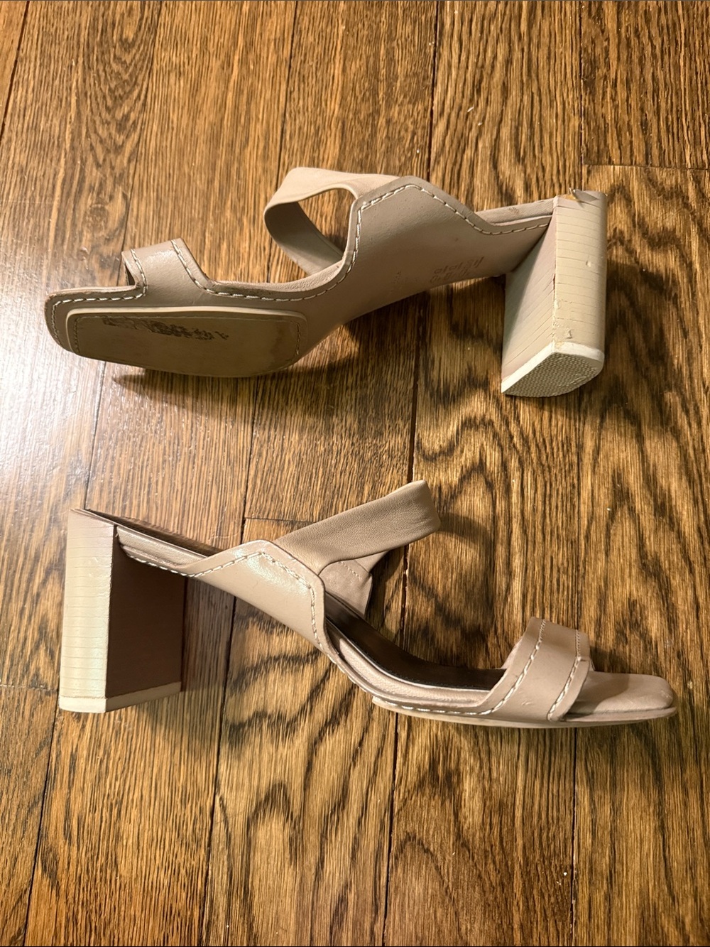 Rag & Bone Size 41 Grey Leather Chunky Block Heal 2 Strap Sandal - Picture 3 of 5